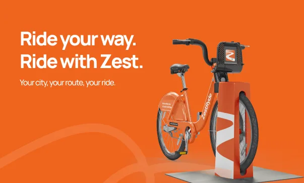 Ride your way. Ride with Zest. promo card